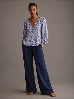 Anthropologie Banjanan NWT Elise Top in Camellia Venus Floral Block Print